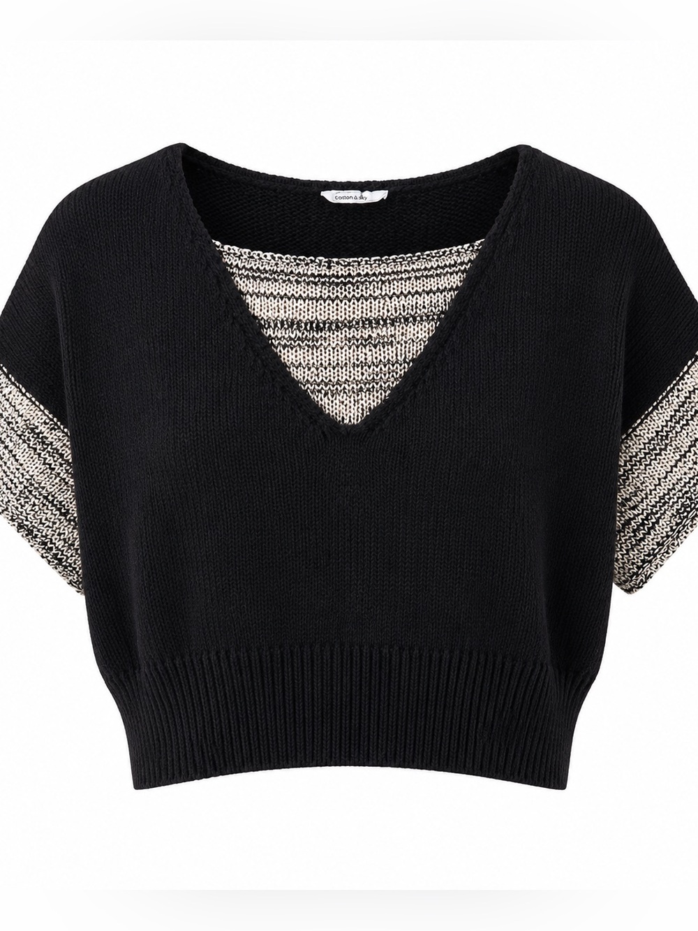 Callahan Knitwear Womens V-Neck Cropped Sweater L